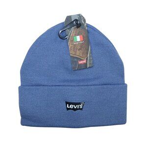 Levi's Classic Logo Unisex Winter Beanie Hat OSFM NWT Batwing Sky Blue